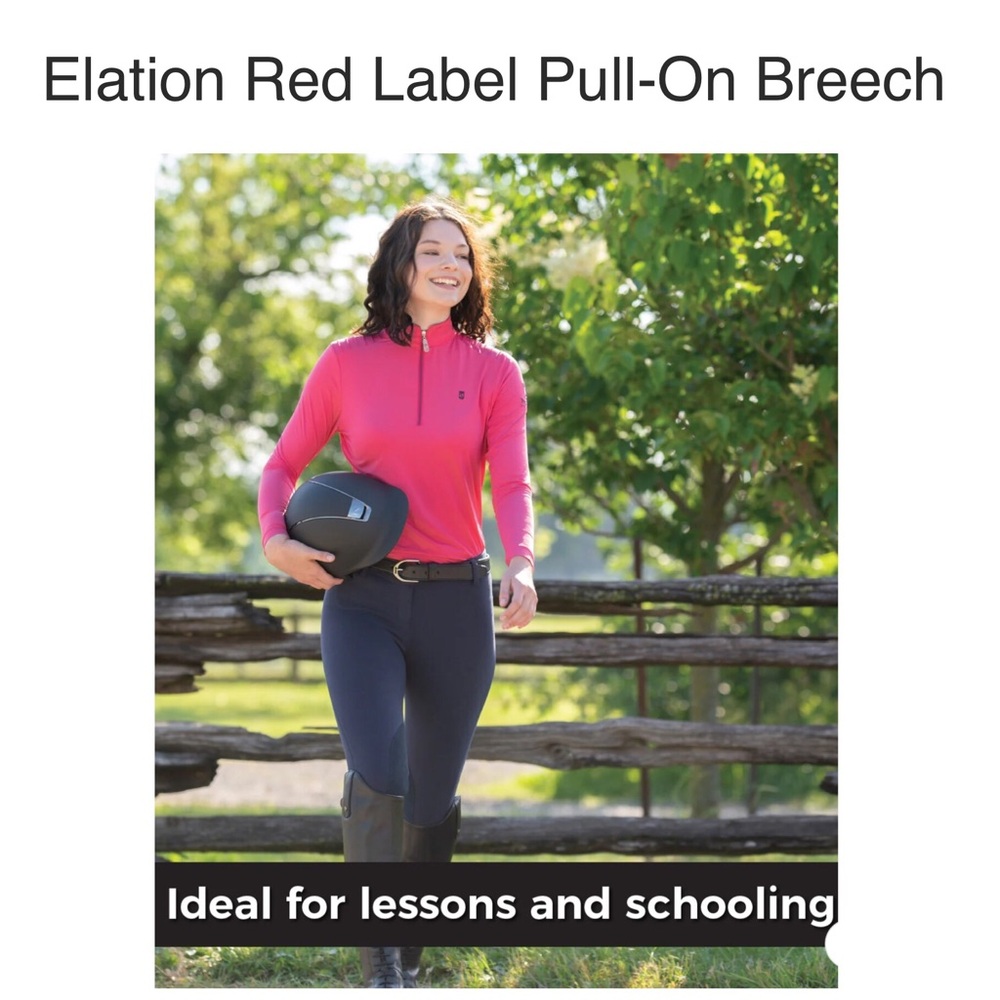 Elation Red Label Pull On Navy Breeches Equestrian Sport Size 26” Waist
